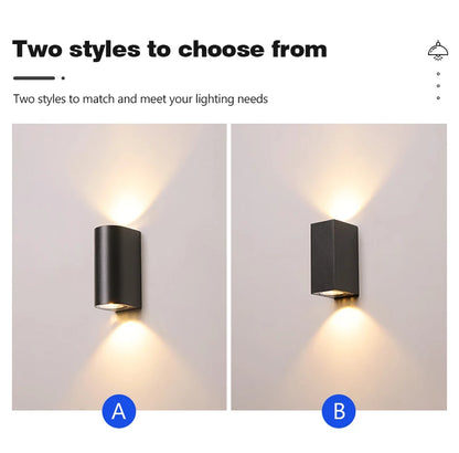 Waterproof LED Outdoor Wall Lamp IP65 Upper Lower Lighting Porch Garden Lamp Indoor Bedroom Bedside Home Decor Wall Light