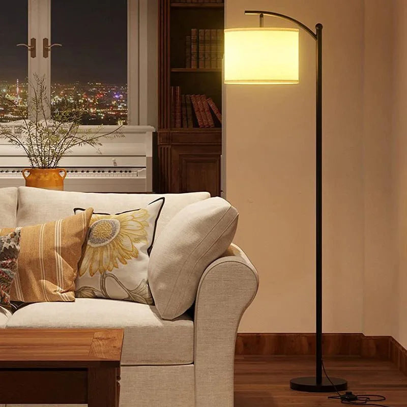 Modern Nordic Fabric Floor Lamp LED Standing Lamp for Living Room Bedroom Study Dining Room Hotel Villa Home Decor Bedside Lamp