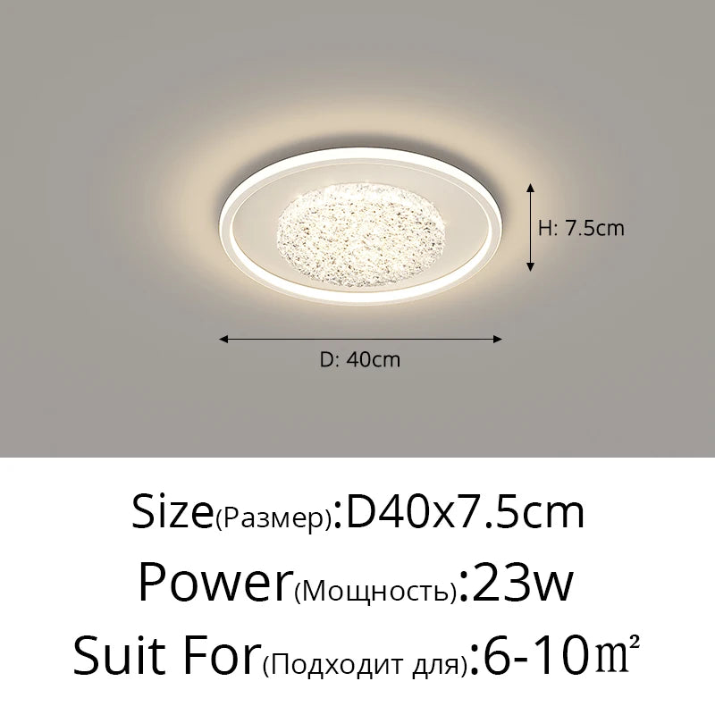 Modern Luxury Square LED Embedded Ceiling Light Round Crystal Inlaid Dimmable Bedroom Study Home Indoor Lighting Decoration Lamp