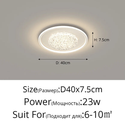 Modern Luxury Square LED Embedded Ceiling Light Round Crystal Inlaid Dimmable Bedroom Study Home Indoor Lighting Decoration Lamp