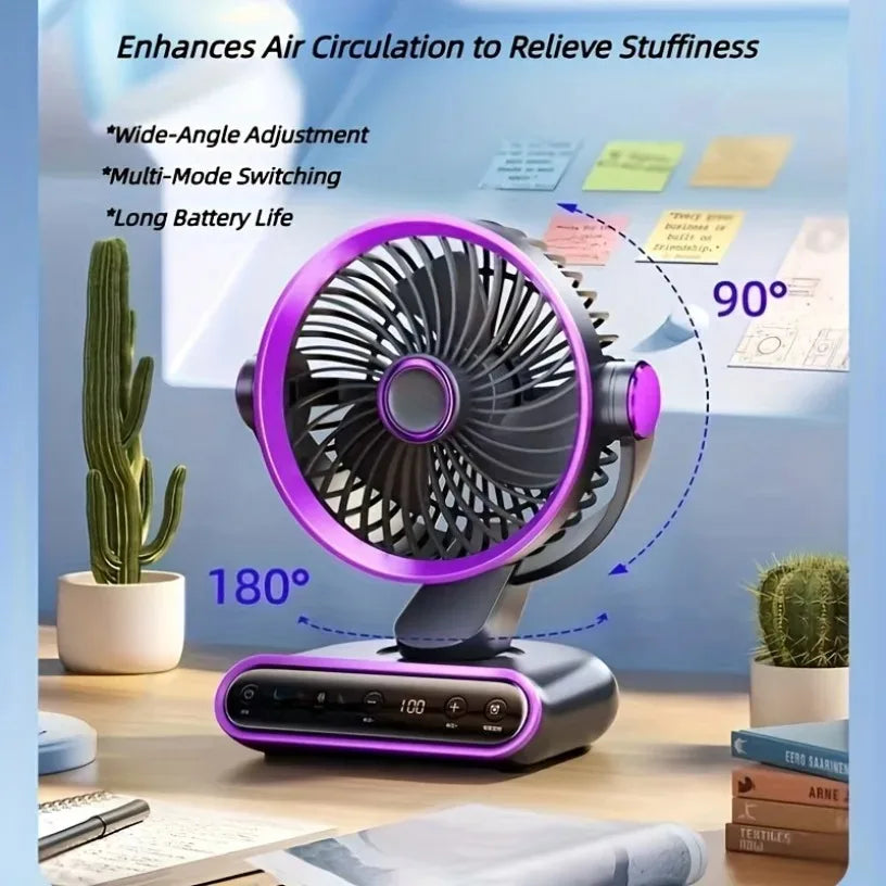 Air Circulation Fan Desktop Portable Rechargeable Fan AI Smart 100 Speed Stepless Quiet Brushless Motor Type-C Baby Sleep Wind