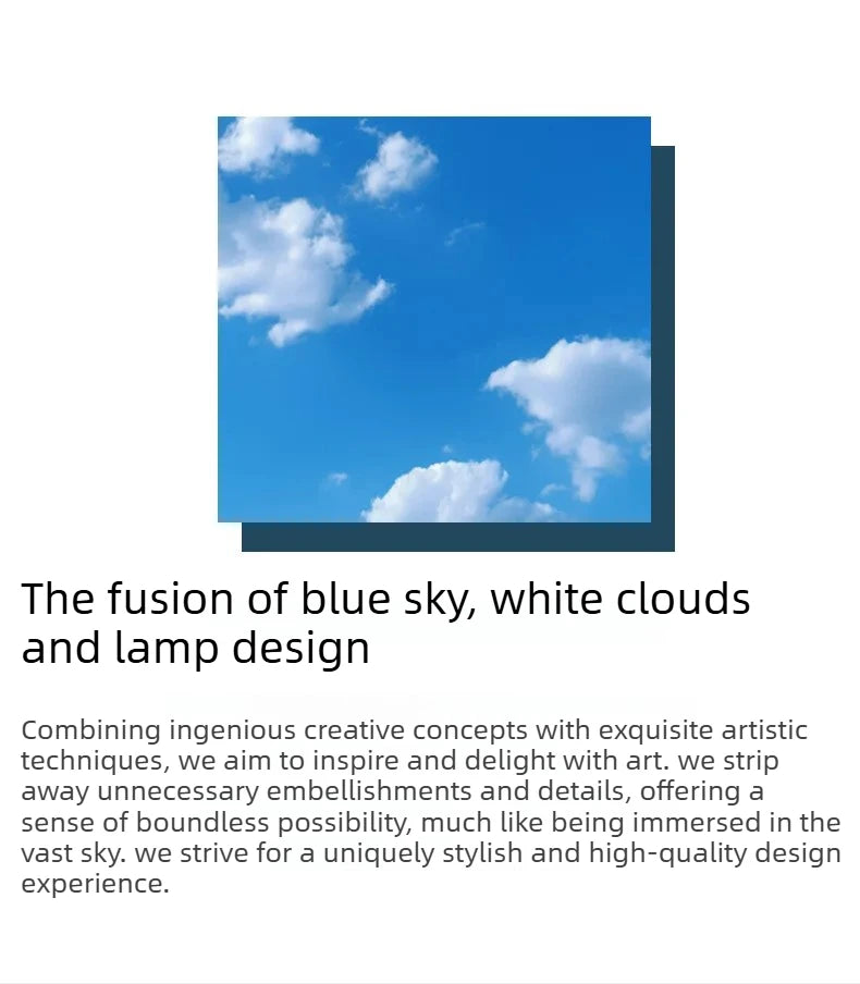 Blue Sky and White Clouds Circular Acrylic LED Ceiling Lamp Minimalist Bedroom Lighting Home Living Room Study Atmosphere Lights