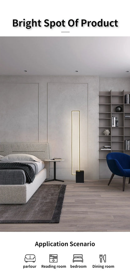 Nordic Simple Living Room Floor Lamp Modern Led Vertical Square Floor Light Bedroom Dimmable Indoor Lighting 2024 Led Luminairas