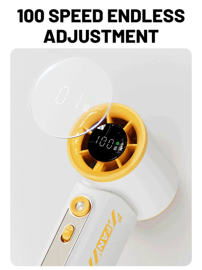 New Portable Turbo Small Air Cannon Handheld Fan 100 Wind Speeds Adjustable Mini Electric Fan USB Charging Fan Outdoor Mini Fan