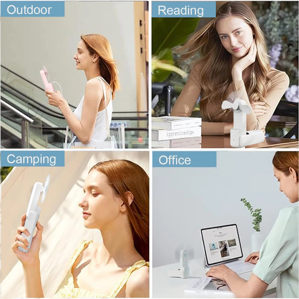 Mini Hand Fan Portable Pocket Fan USB Rechargerable Handheld Fan  Outdoor Small Personal Hand Fan For Travel Mini Desk Fan