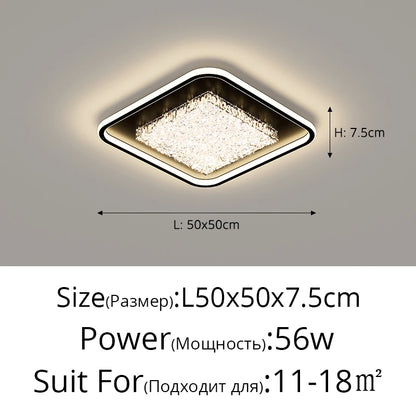 Modern Luxury Square LED Embedded Ceiling Light Round Crystal Inlaid Dimmable Bedroom Study Home Indoor Lighting Decoration Lamp