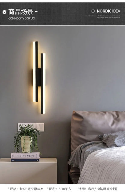 LED Bedroom Wall Lamp Wall Sconces Copper Line Pipe Acrylic Lampshade Indoor Lighting for Living Room Corridor Light Fixture