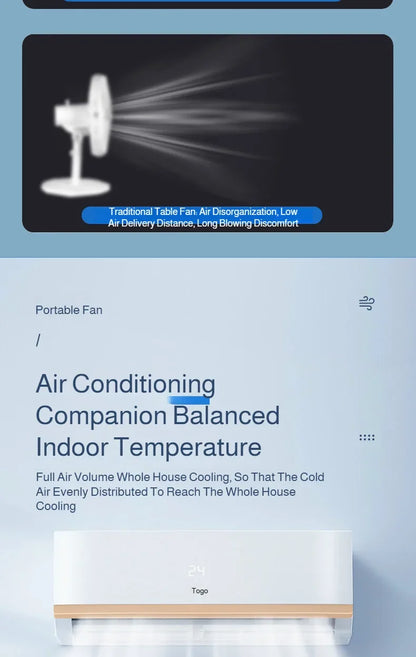 New oscillating electric fan 360-degree oscillation wireless charging air circulator fan multi-speed adjustable minimalist style