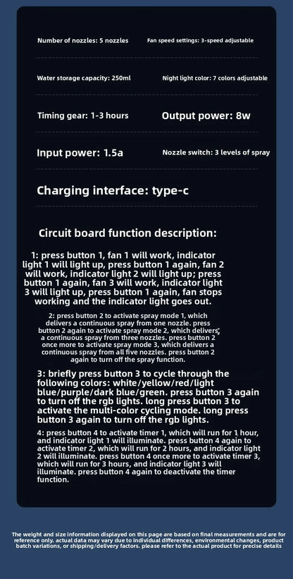 New 3 In 1 Fan AIr Conditioner Household Small Air Cooler LED Night Light Portable Humidifier Air Adjustment Fan Office Home Fan