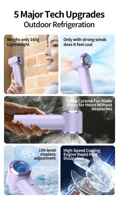 Portable Mini Fan High Speed Handheld Fans 199 Speeds Wind Adjustable 2000mAh USB Rechargeable Personal Small Fan for Outdoor