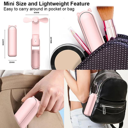 Mini Hand Fan Portable Pocket Fan USB Rechargerable Handheld Fan  Outdoor Small Personal Hand Fan For Travel Mini Desk Fan