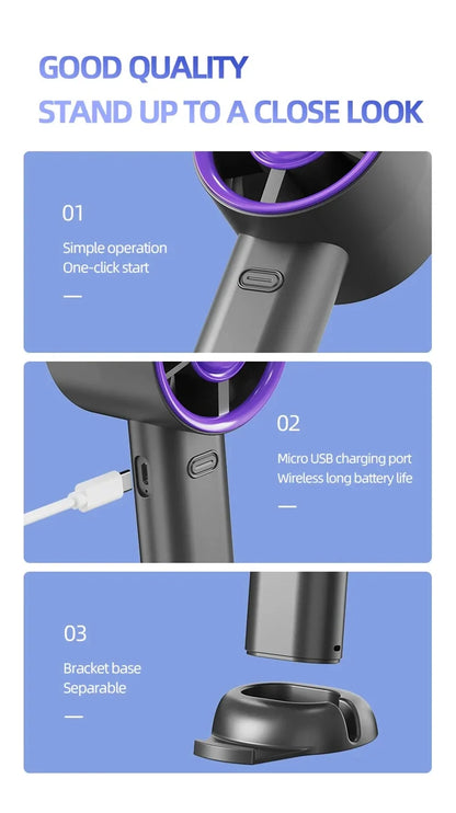 2026 Small Wind Cannon Turbine Outdoor Fan Portable USB Fast Charging Mini Handheld Fan Mute Highspeed Fan For Travel Outdoor