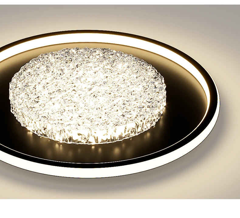 Modern Luxury Square LED Embedded Ceiling Light Round Crystal Inlaid Dimmable Bedroom Study Home Indoor Lighting Decoration Lamp