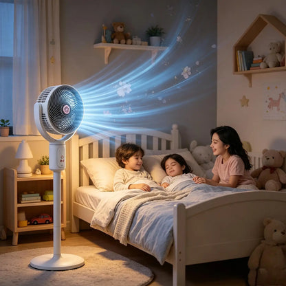 Vertical Fan 5-Speed Air Circulation Device With Timer Oscillating Adjustable Height Type-C Rechargeable Standing Fan For Beach
