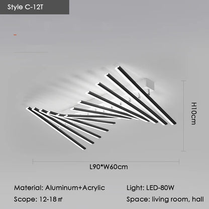 Modern Nordic  LED Ceiling Lamps For Living Dining Room With Remote Control Black Lights Office Bedroom Decor Square Chandeliers