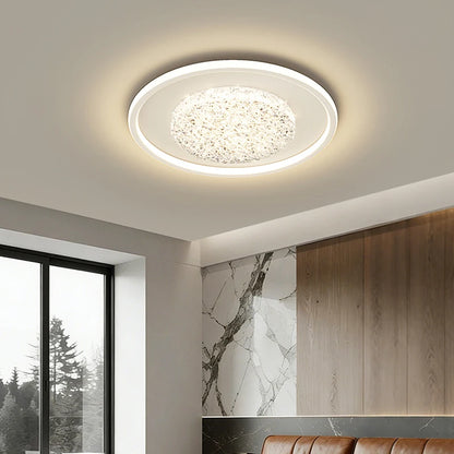 Modern Luxury Square LED Embedded Ceiling Light Round Crystal Inlaid Dimmable Bedroom Study Home Indoor Lighting Decoration Lamp