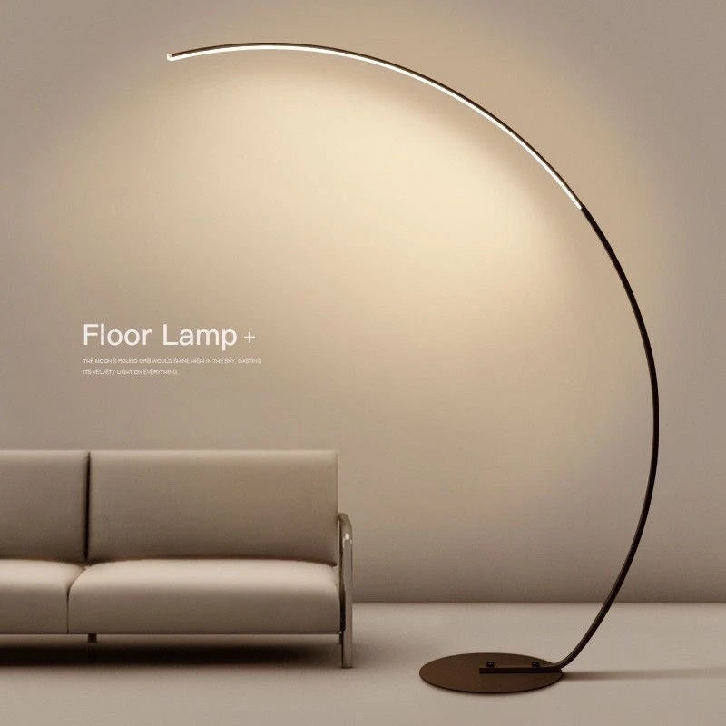 Nordic Designer Curved Aluminum LED Floor Lamp Modern Standing Light for Living Room Bedroom Bedside Room Decorative Lighting