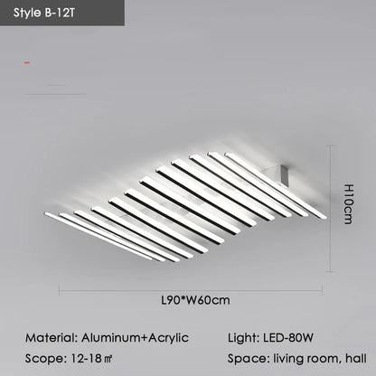Modern Nordic  LED Ceiling Lamps For Living Dining Room With Remote Control Black Lights Office Bedroom Decor Square Chandeliers