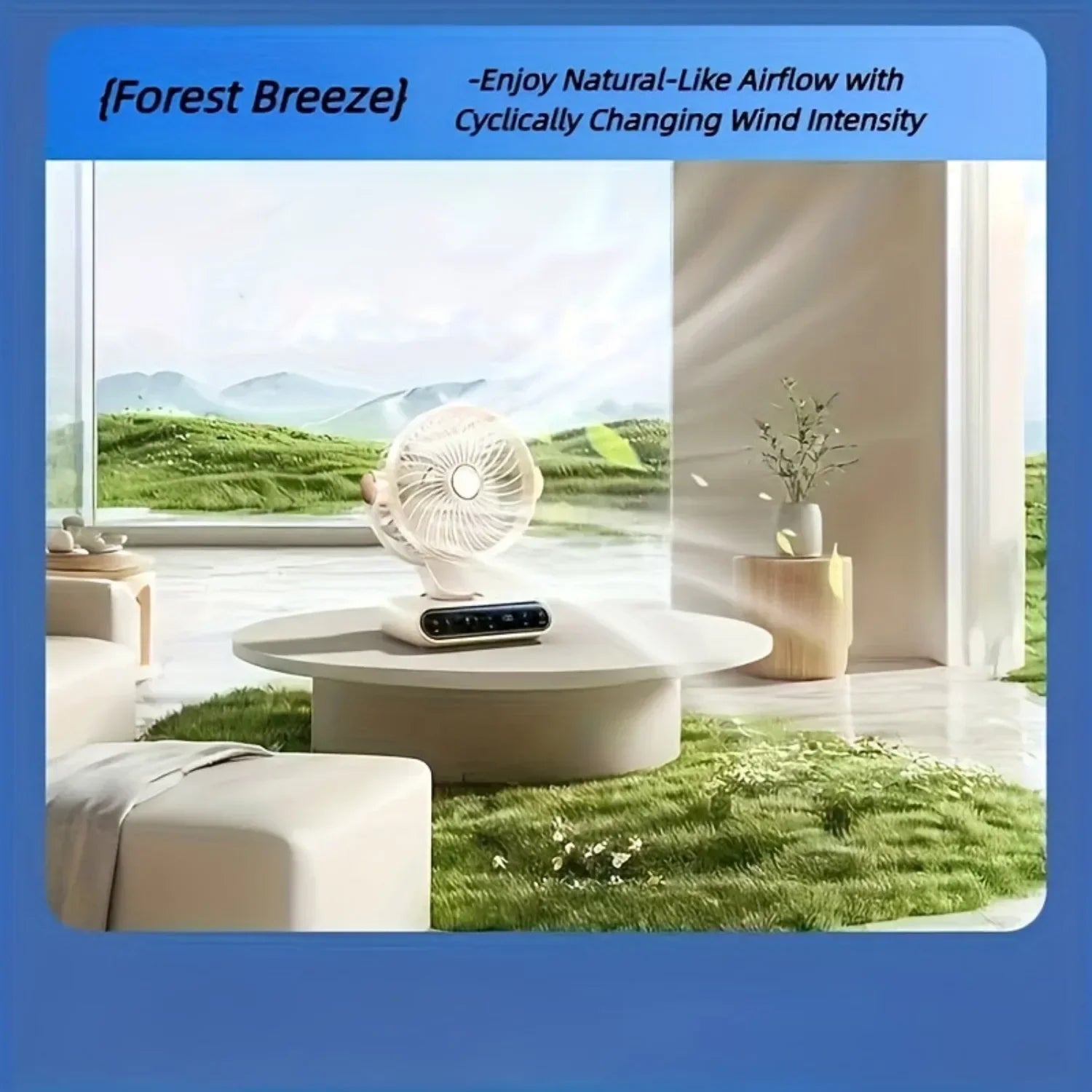 Air Circulation Fan Desktop Portable Rechargeable Fan AI Smart 100 Speed Stepless Quiet Brushless Motor Type-C Baby Sleep Wind