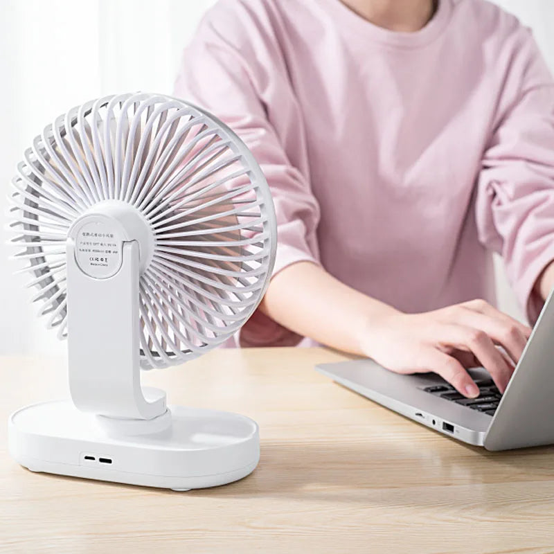 Wireless Desktop Fan 7 Inch Oscillating 4 Speeds Rechargeable USB Air Cooling Fan 90° Adjust Portable Home Office Camping Fan