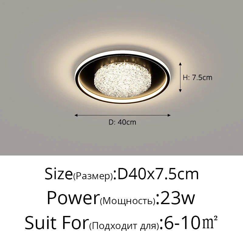 Modern Luxury Square LED Embedded Ceiling Light Round Crystal Inlaid Dimmable Bedroom Study Home Indoor Lighting Decoration Lamp