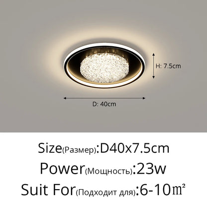 Modern Luxury Square LED Embedded Ceiling Light Round Crystal Inlaid Dimmable Bedroom Study Home Indoor Lighting Decoration Lamp