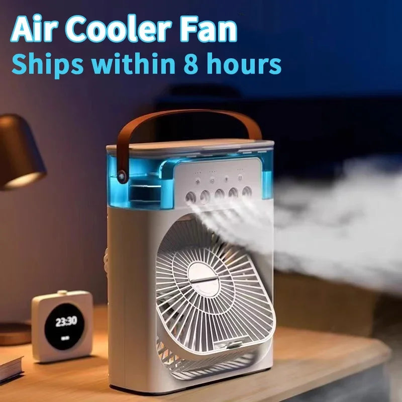New LED 3 In 1 Fan AIr Conditioner Household Mini Air Cooler  Night Light Portable Humidifier Air Adjustment Fan Office Home Fan
