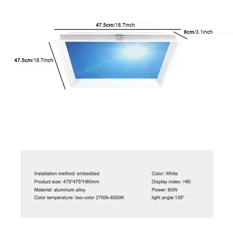 Modern LED Blue Sky Ceiling Lamp Smart Brightness Dimmable Round Ceiling light for Living Room Bedroom Kitchen Moon Lighting