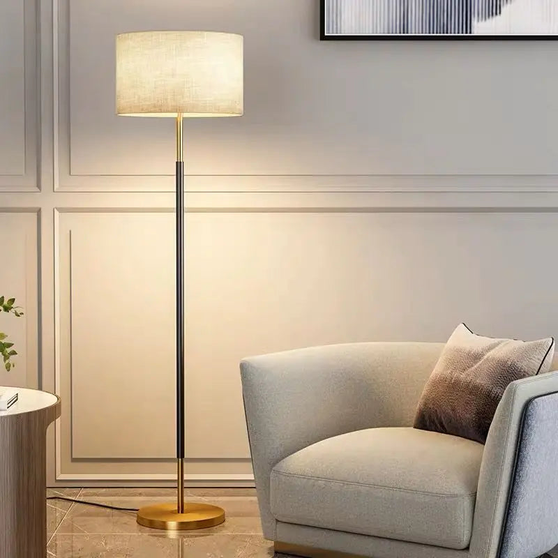 American Nordic Ins Minimalist Luxury Remote Control LED Standing Floor Lamp for Sofa Side Bedroom Bedside Lighting Room Decor