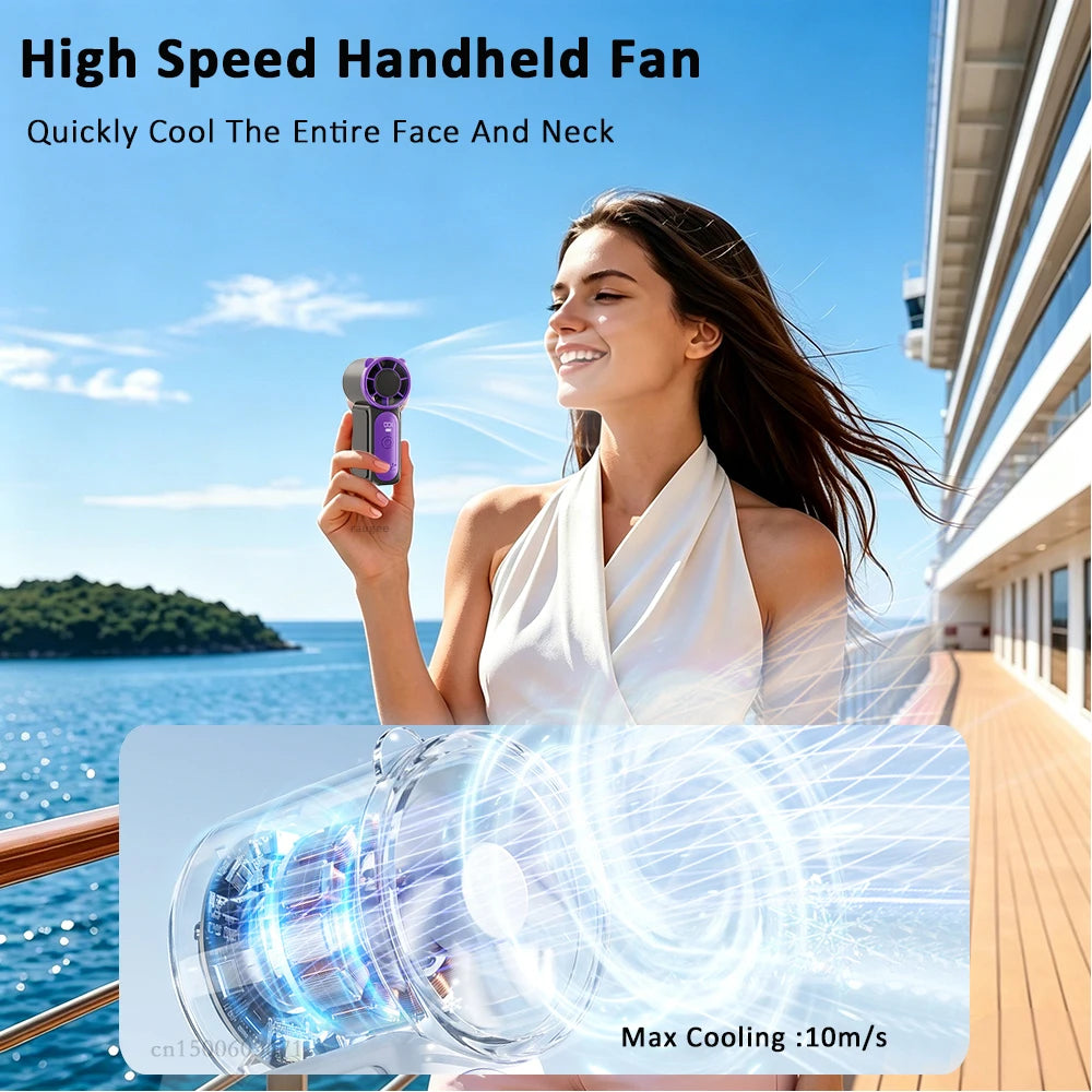 Mini Handheld Fan 100-Speed Adjustment Portable Mini Hand Fan Outdoor USB Rechargerable High-Speed Small Pocket Fan Air Cooler