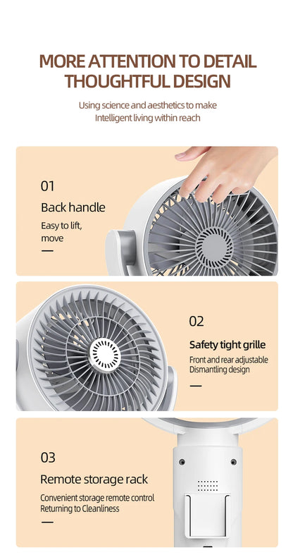 Stand Fan Rechargeable Oscillating 5 Speed Height Adjustable Air Circulator for Home Indoor Office Portable