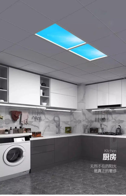 Natural Sky Light LED Embedded Ceiling Lamp Blue Sky Window Effect for Living Room Bedroom Basement Home Decor Room Decoration