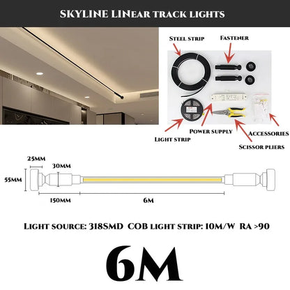 5m/8m/9m Skyline Linear Light COB LED Wall Lamp Living Room Art Exhibition Background Decor Bedroom Minimalist LED Strips Sconce