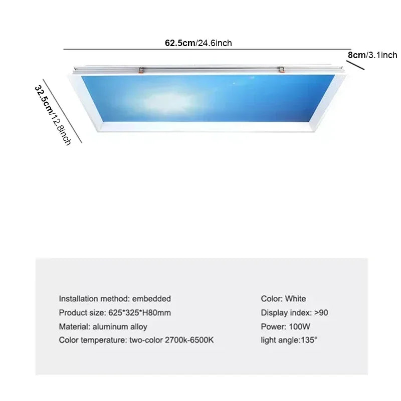 Blue Ceiling Light Minimalist Sky LED Lights Square Panel Light for Bedroom Indoor Kids Room Lamp Semi Flush Mount Ceiling Light