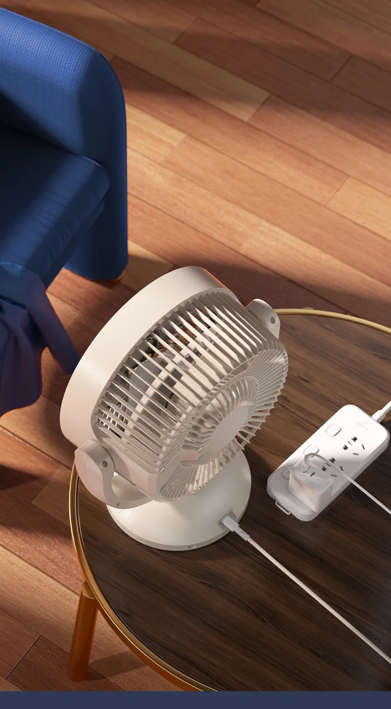 Portable Air Circulation Fan Rechargeable Oscillating 3 Blades Desktop Wall Mount Electric Fan LED Night Light Home Office Dorm