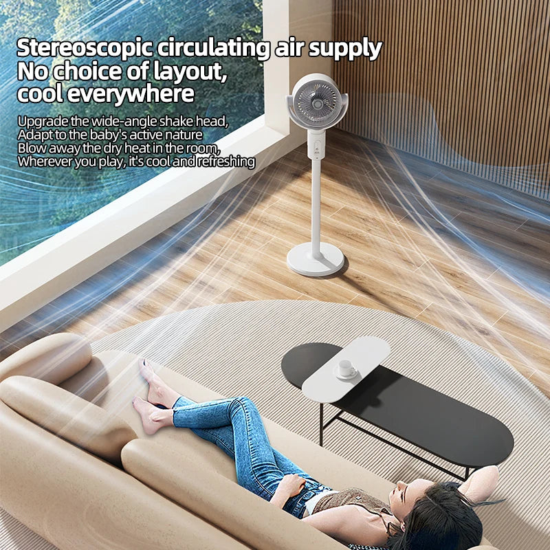 Stand Fan Rechargeable Oscillating 5 Speed Height Adjustable Air Circulator for Home Indoor Office Portable