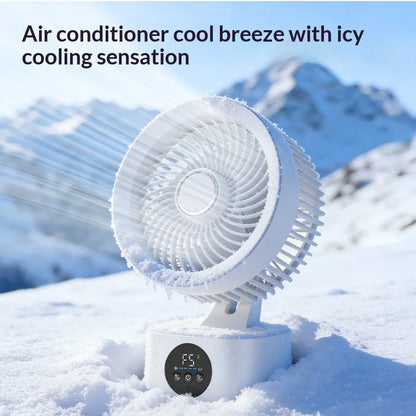 2026 New Air Circulation Fan Rechargeable AI Voice Control 5 Speed Oscillating Desktop Wall Mount Hanging Fan LED Display Home