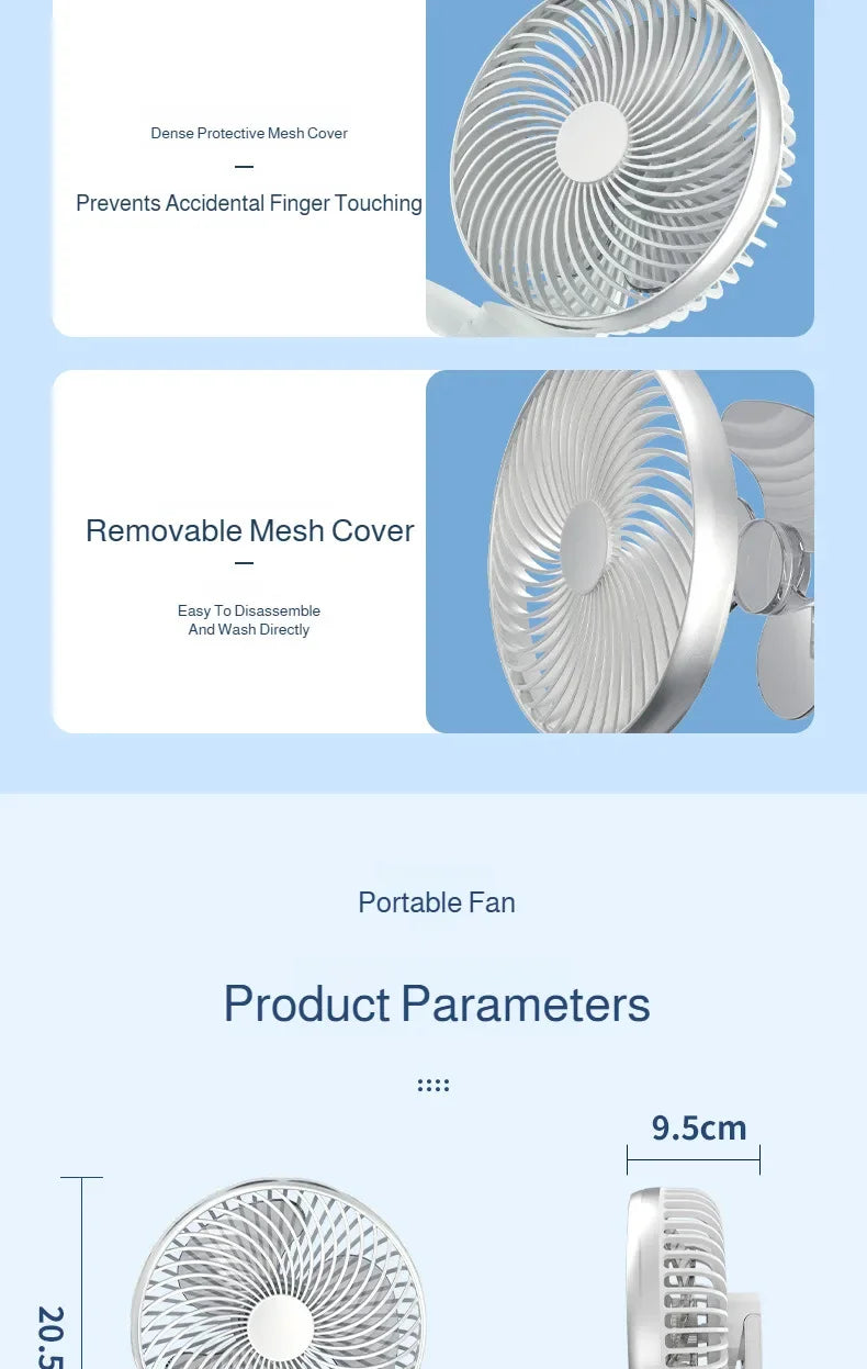 New oscillating electric fan 360-degree oscillation wireless charging air circulator fan multi-speed adjustable minimalist style