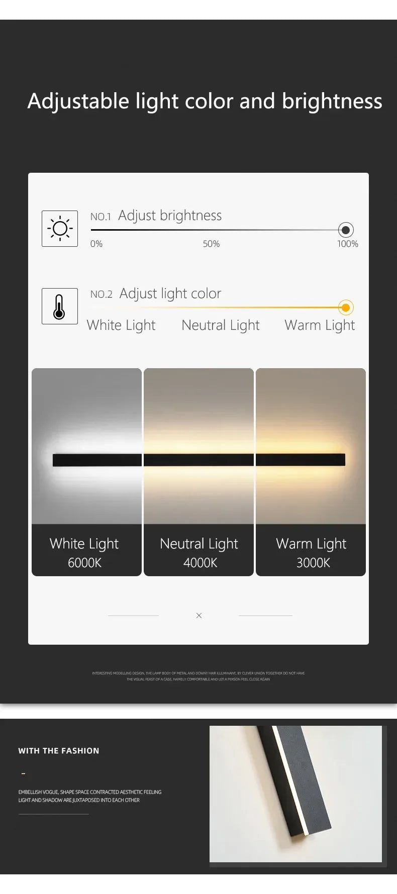 Modern Outdoor Waterproof LED Wall Lamp IP65 Linear Strip Lighting for Porch Garden Garage Staircase Bedroom Home Decoration