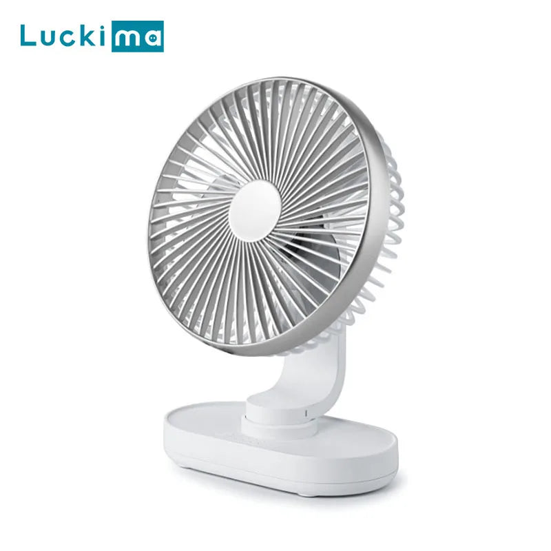 Wireless Desktop Fan 7 Inch Oscillating 4 Speeds Rechargeable USB Air Cooling Fan 90° Adjust Portable Home Office Camping Fan