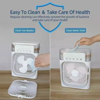 New 3 In 1 Fan AIr Conditioner Household Mini Air Cooler LED Night Light Portable Humidifier Air Adjustment Fan Office Home Fan