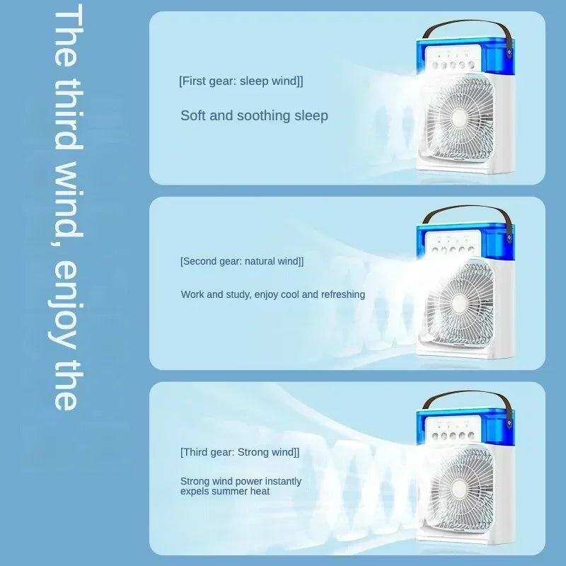New Fan AIr Conditioner Household Mini Air Cooler LED Night Light Portable Humidifier Air Adjustment Fan Office Home Fan