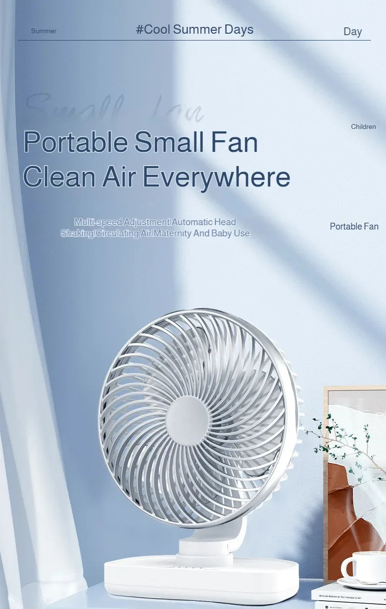 New oscillating electric fan 360-degree oscillation wireless charging air circulator fan multi-speed adjustable minimalist style