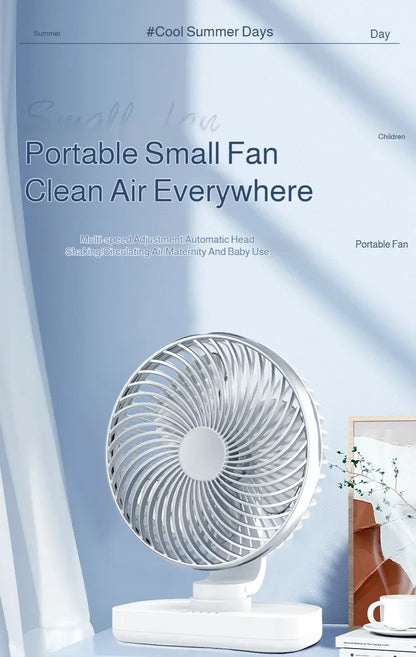 New oscillating electric fan 360-degree oscillation wireless charging air circulator fan multi-speed adjustable minimalist style