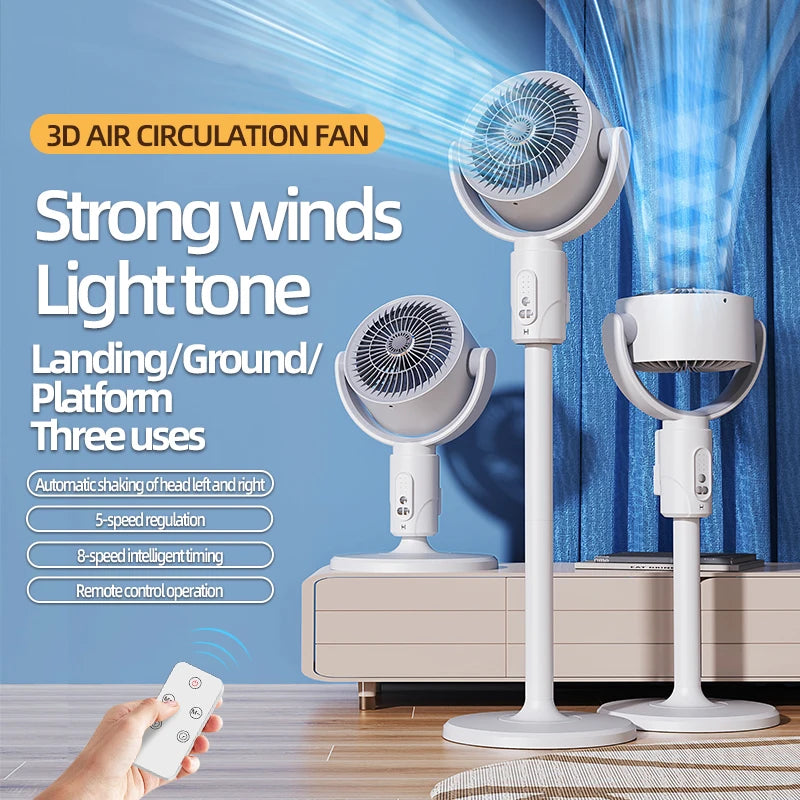Electric fan Air turbine circulation fan Floor fan Adjustable height shaking head five-speed adjustment silent fan