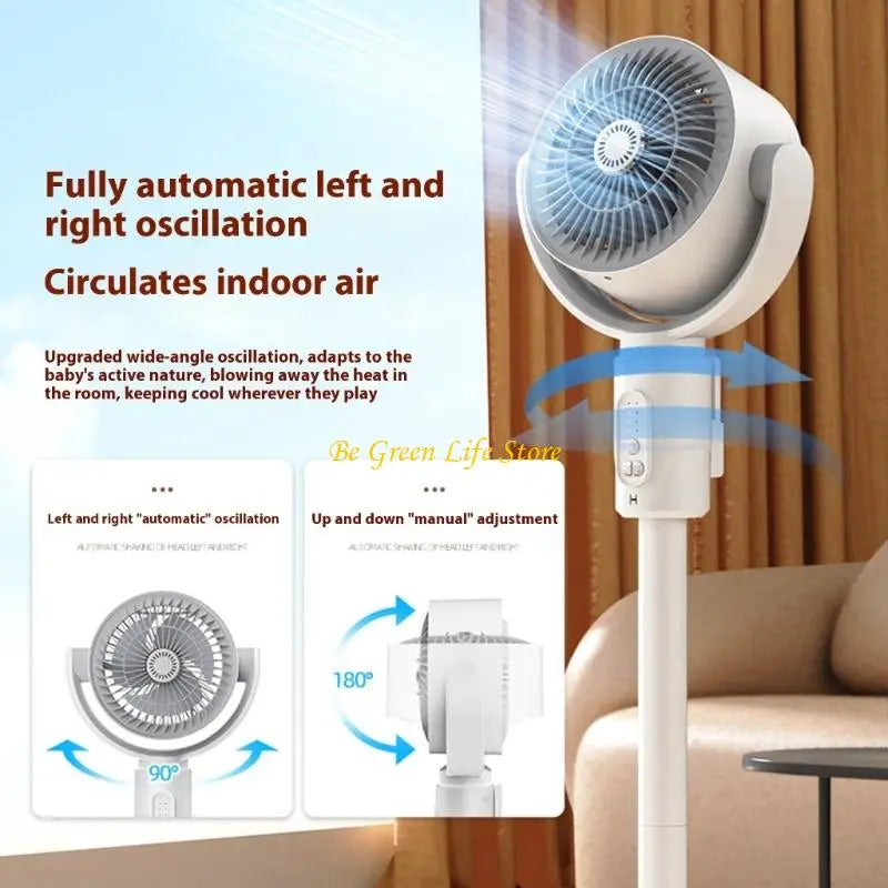 M7DF Rechargeable Oscillating Desk Fan 180degrees Air Circulation Adjustable Height