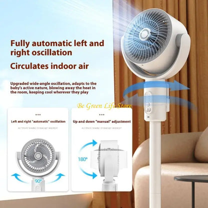 M7DF Rechargeable Oscillating Desk Fan 180degrees Air Circulation Adjustable Height