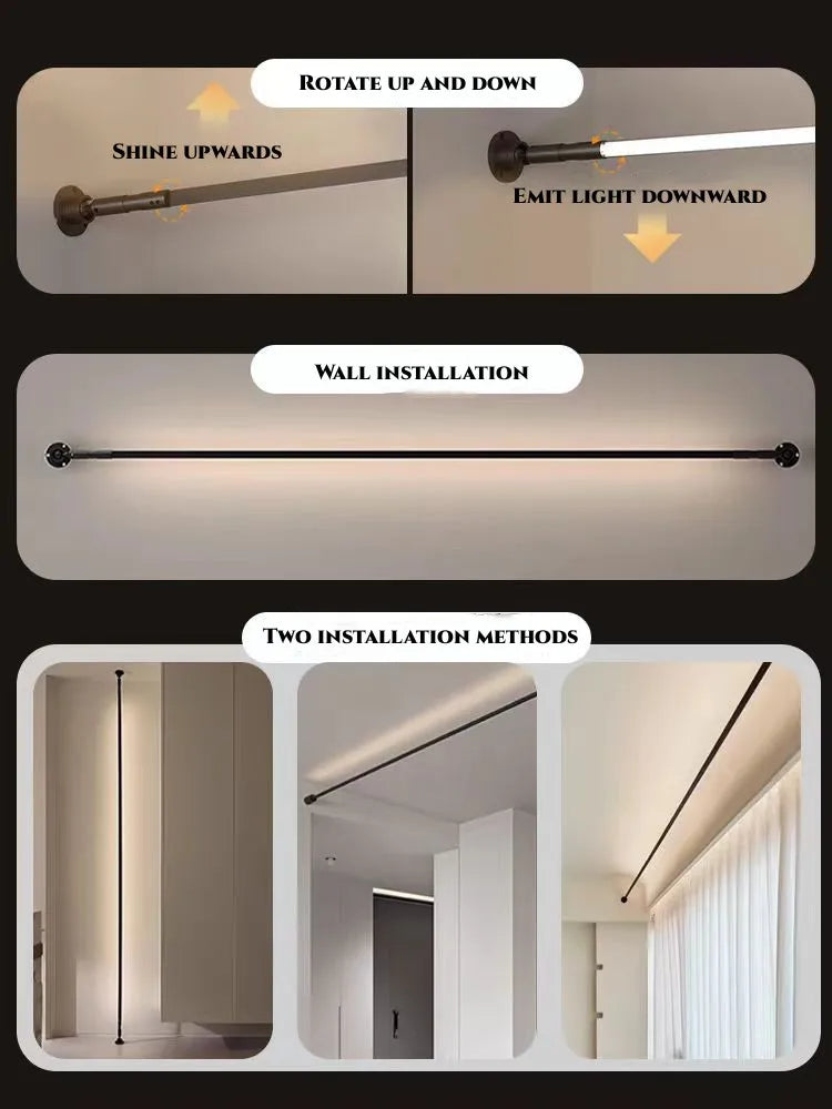 Diy Long LED Skyline Steel Strip Luminous Linear No Main Light Decoration, Modern Minimalist Creative Exhibition Hall Wall Light