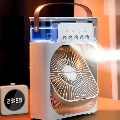 New 3 In 1 Portable Fan AIr Conditioner Household Mini Air Cooler LED Night Light Humidifier Air Adjustment Fan Office Home Fan