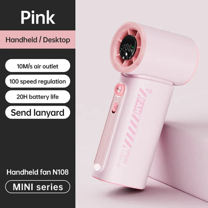 New Portable Turbo Small Air Cannon Handheld Fan 100 Wind Speeds Adjustable Mini Electric Fan USB Charging Fan Outdoor Mini Fan